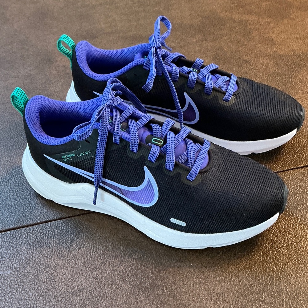 Nike Downshifter 12 Running Shoes Black and Purple, Sz 6.5 NWT